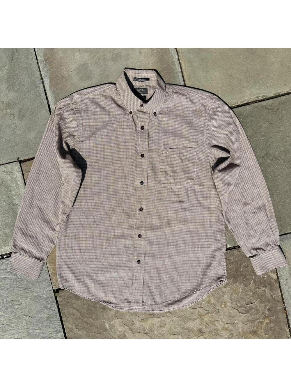 Neo-Vintage Y2K Tan/Brown Houndstooth Plaid Work Shirt